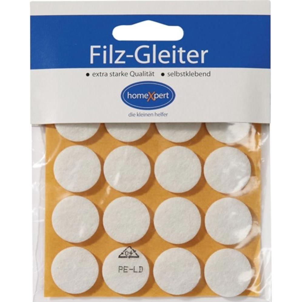 Hansi-Siebert, Möbelgleiter + Schutzpuffer, Filzgleiter 17 mm Filz weiss selbstklebend (Filzgleiter, 16 Stück)