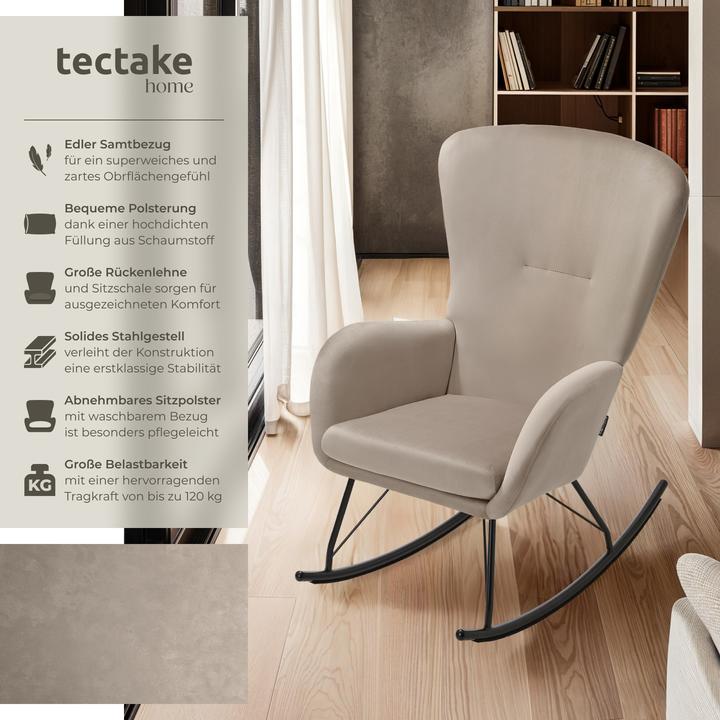 Immagine prodotto tectake sedia a dondolo Swing con pattini in acciaio e imbottitura spessa