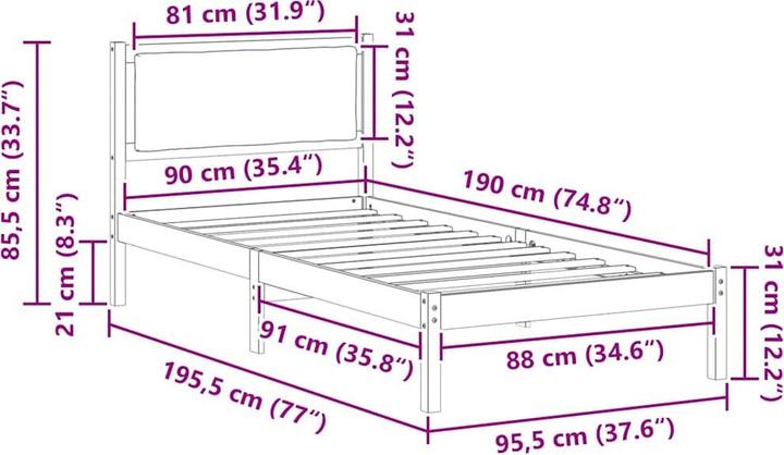 Image du produit vidaXL Bettrahmen (90 x 190 cm)