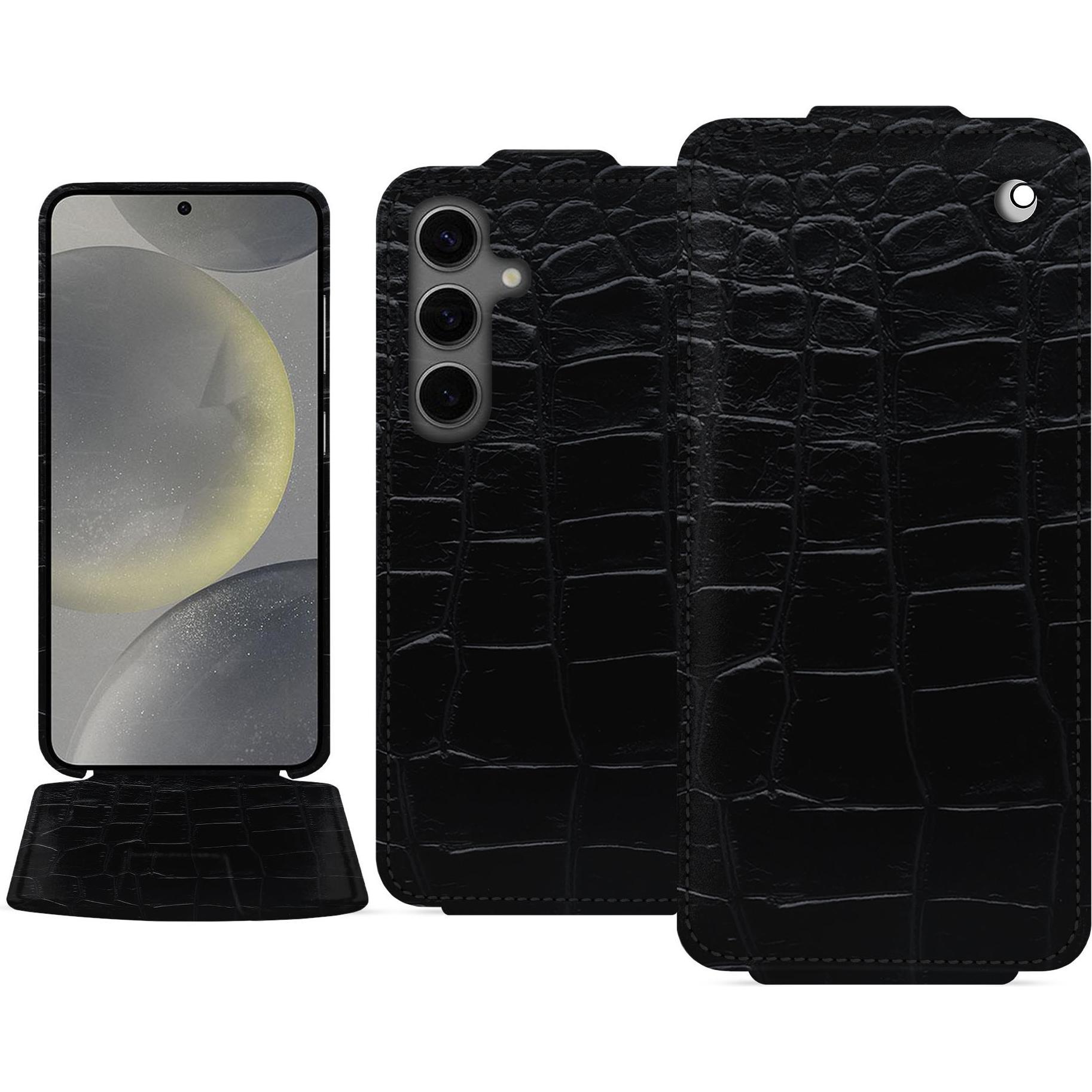 Noreve Lederschutzhülle vertikal (Samsung Galaxy S24), Smartphone Hülle, Schwarz