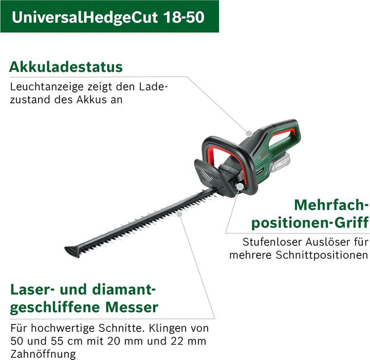 Actual product image Bosch Home & Garden UniversalHedgeCut 18-50 Kit (Rechargeable battery operated)