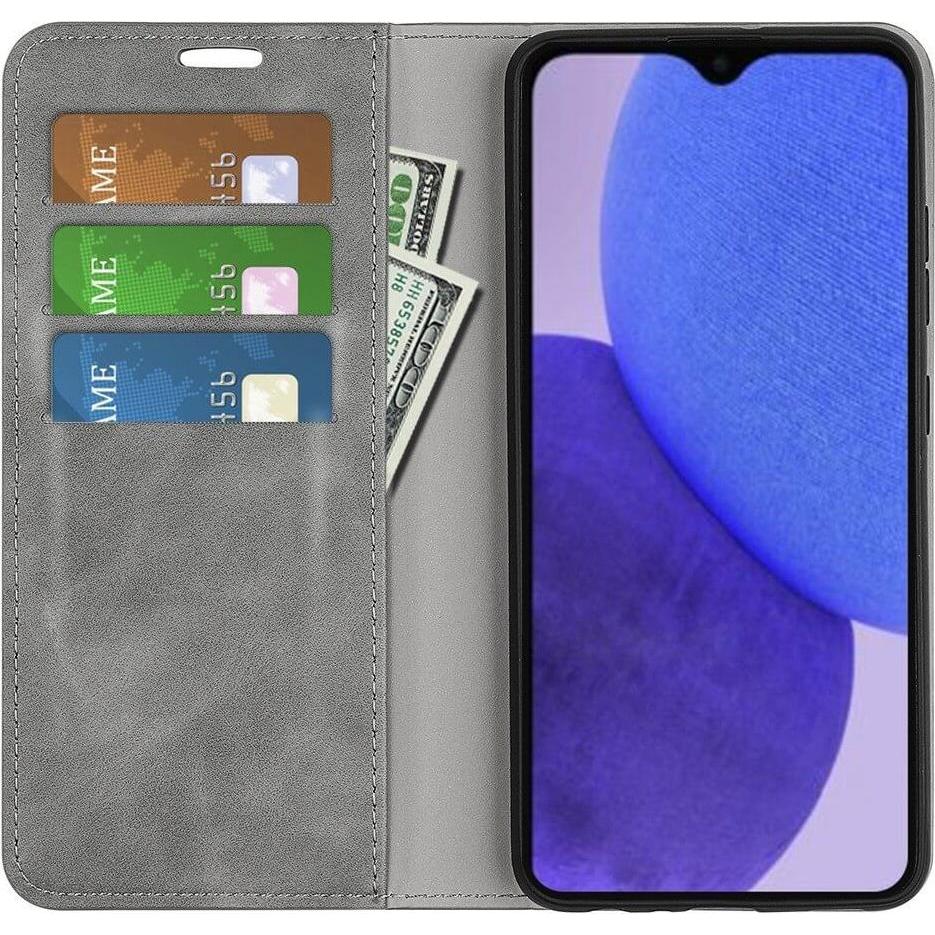 Thumbnail - Cover-Discount Galaxy A23e - Stand Flip Case Hülle grau (Samsung Galaxy A23e), Smartphone Hülle, Grau