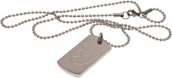 West Ham United FC Gravur Dog Tag und Kette (100% Edelstahl)