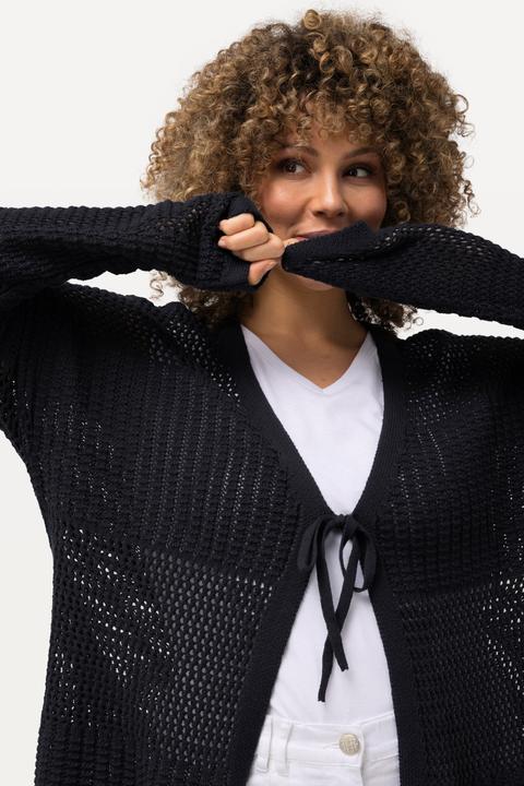 Produktbild Ulla Popken Strickjacke, Lochstrick, Oversized, V-Ausschnitt (58)