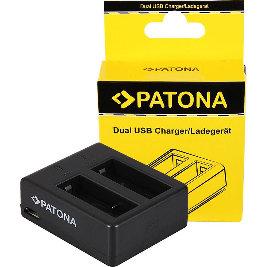 Patona USB Dual Ladegerät f. SJCAM SJ4000 SubTig3 Rollei Actioncam 220 300 300 Plus 310 330 415 416 (Caricabatterie per fotocamere), Alimentatore foto