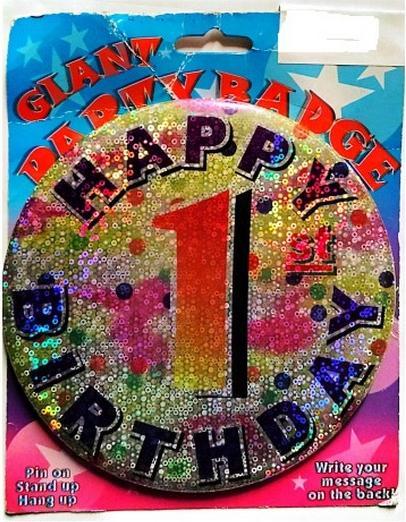 Produktbild Generic Pailletten PartyButton 1. Geburtstag