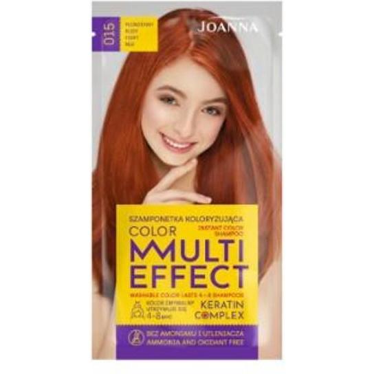 Joanna, Shampoo, Multi Effect Keratin Complex Color Instant Color Shampoo 015 Flame Rudy 35G (Flüssiges Shampoo)
