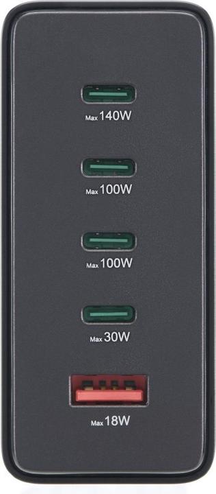 Produktbild Hama Ladestation 5 Ports, GaN, Schnellladegerät, 4xUSB-C, 1xUSB-A, PD, 240 W, SW (240 W, 5 Ports)