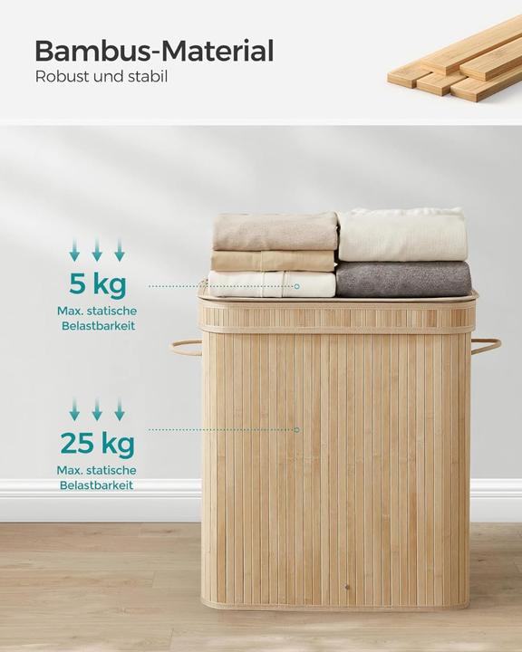 Produktbild Songmics Wäschekorb Wäschesammler Bambus 100l (100 l)