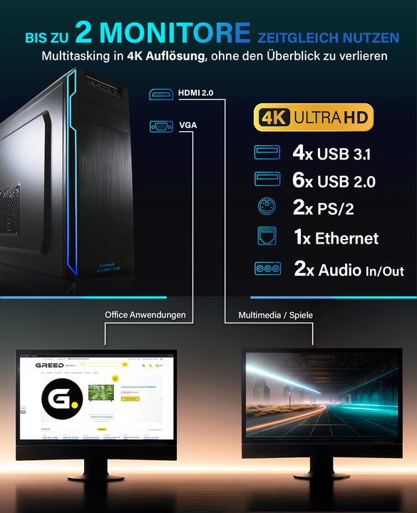 Produktbild Greed V2 Ultra - Office PC - Intel Core i7 (1000 GB, 16 GB, Intel Core i7-12700)