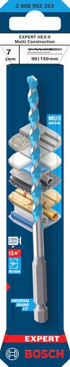 Produktbild Bosch Professional Zubehör EXPERT HEX-9 Multi Construction Bohrer, 7x90x150 mm (7 Millimeter)