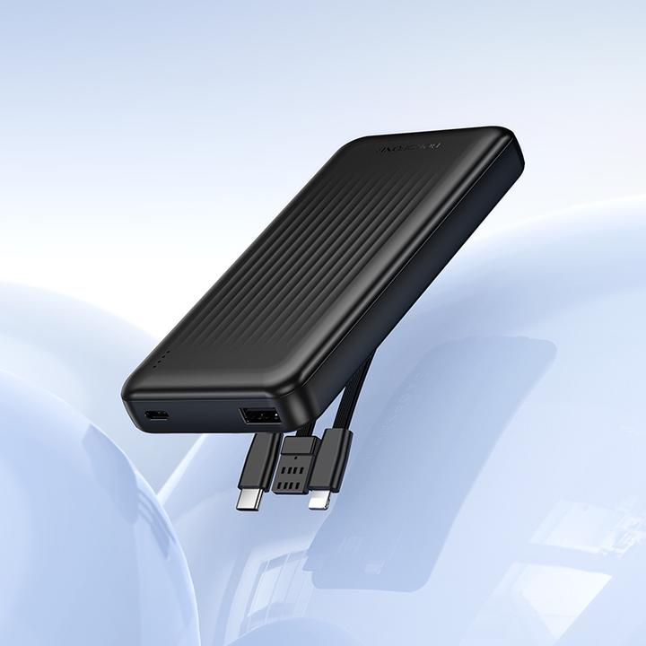 Produktbild Borofone Powerbank 10000mAh BJ79 Clever - USB - mit Typ-C und Lightning-Kabeln schwarz (10000 mAh, 10 W, 37 Wh)