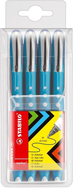 Actual product image STABILO Rollerball - worker+ colourful - medium - pack of 4 - blue (Blue, 4 x)