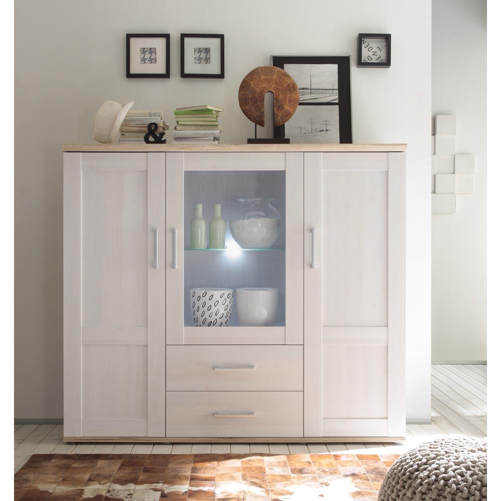 Thumbnail - HBZ-Meble, Kommode + Sideboard, HBZ Meble Romance Highboard Holzwerkstoff in Sibiu Lärche/San Remo hell