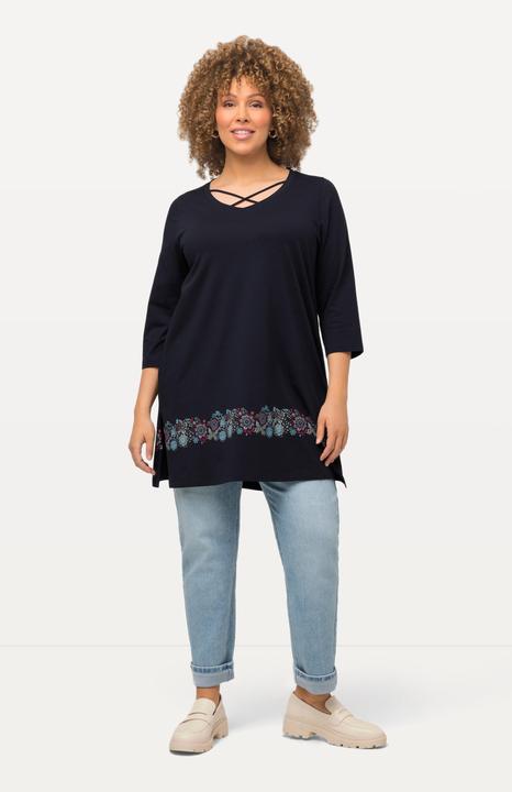 Produktbild Ulla Popken Shirt, Zierbänder, A-Linie, V-Ausschnitt, 3/4-Arm (46, 48)