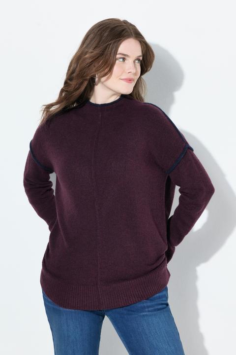 Immagine prodotto Ulla Popken Maglione a righe dal taglio oversize con maniche lunghe e collo alto (50, 52)