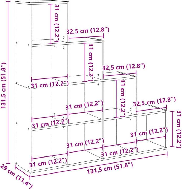Nährwerte und Zutaten vidaXL Raumteiler (131.50 x 29 x 131.50 cm)