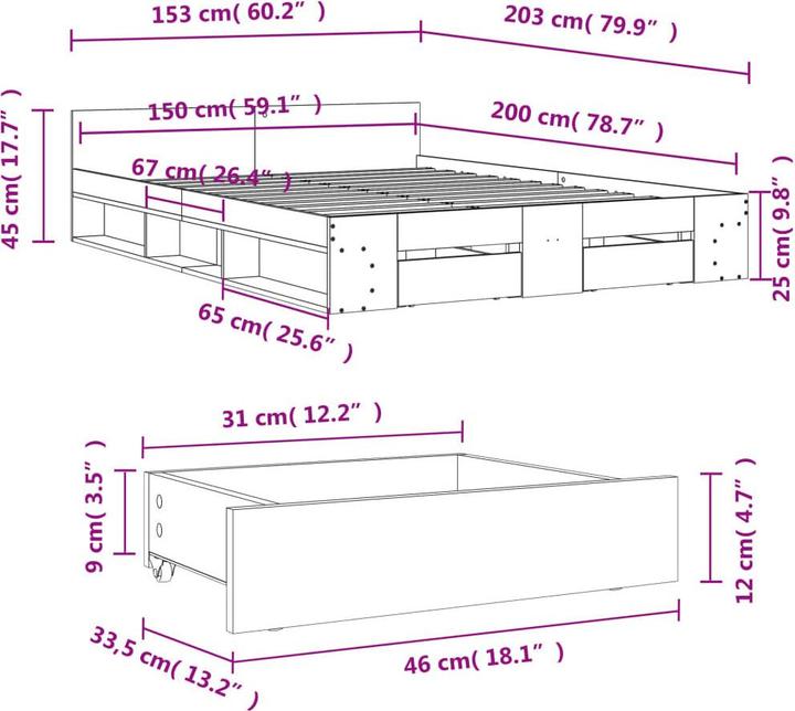 Produktbild vidaXL Bettgestell (150 x 200 cm)