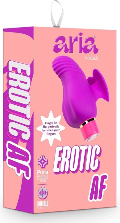 Actual product image Blush Aria Erotic AF Silicone Vibrator - RumbleTech Rumbly 10 Vibration Settings - Finger Fin for Ac
