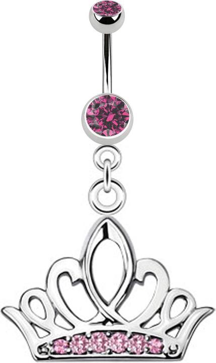 Immagine prodotto Star Piercing Banana d'argento con ciondolo corona diadema rosa (Acciaio chirurgico 316L, senza ottone)