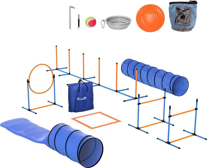 PawHut Agility Set Hunde Kunststoff, Oxford-Gewebe Orange (Agility)