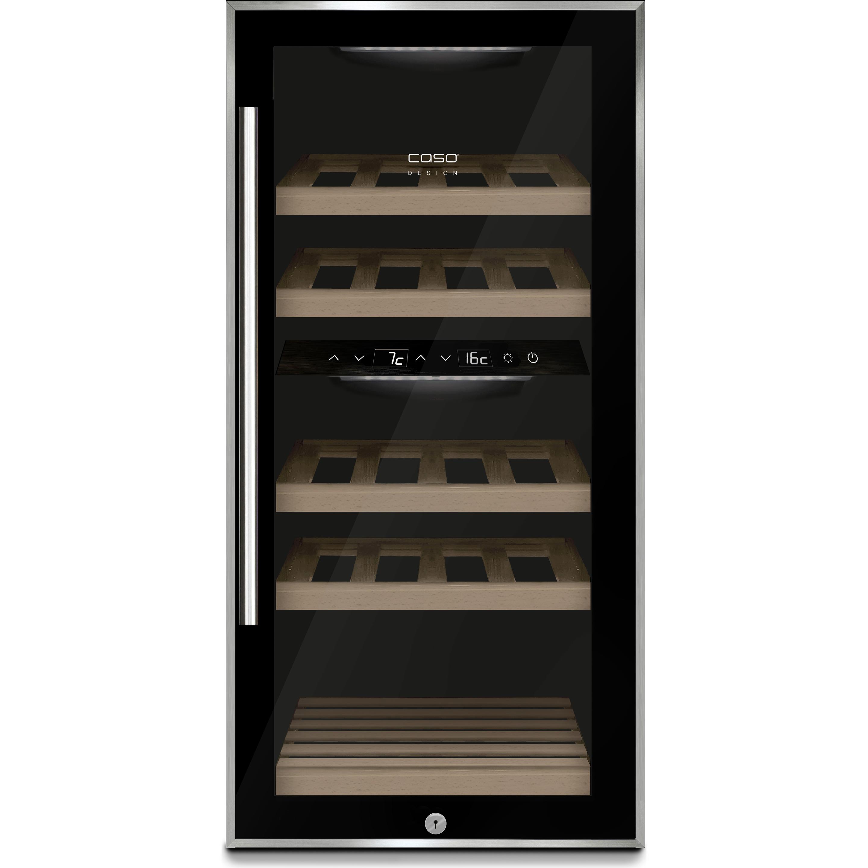Caso Wine Comfort 24 Schwarz, Weinkühlschrank Freistehend, Schwarz