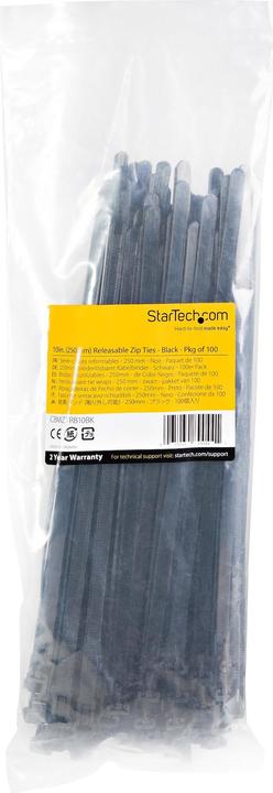 Immagine prodotto StarTech 10"(25cm) fascette riutilizzabili, 1/4"(7mm) di larghezza, 2-1/2"(65mm) Dia del fascio. 50lb(22k (Fascette in plastica, 250 mm, 100 pz.)