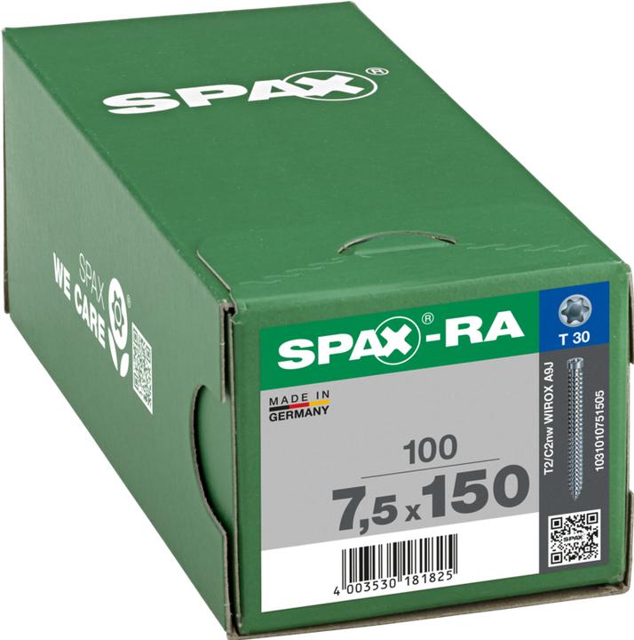 Image du produit Spax Spax-Ra Tête De Cylindre T-Star Plus T30 Filetage Complet Wirox (100 Vis par pièce)
