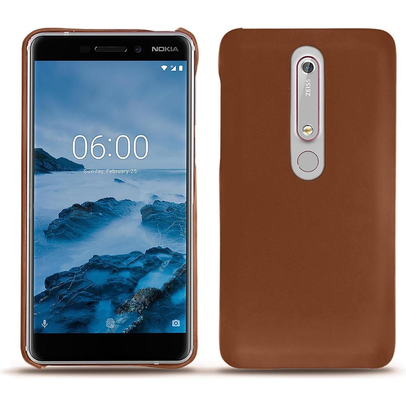 Noreve Lederschutzhülle (Nokia 6 (2018)), Smartphone Hülle, Braun