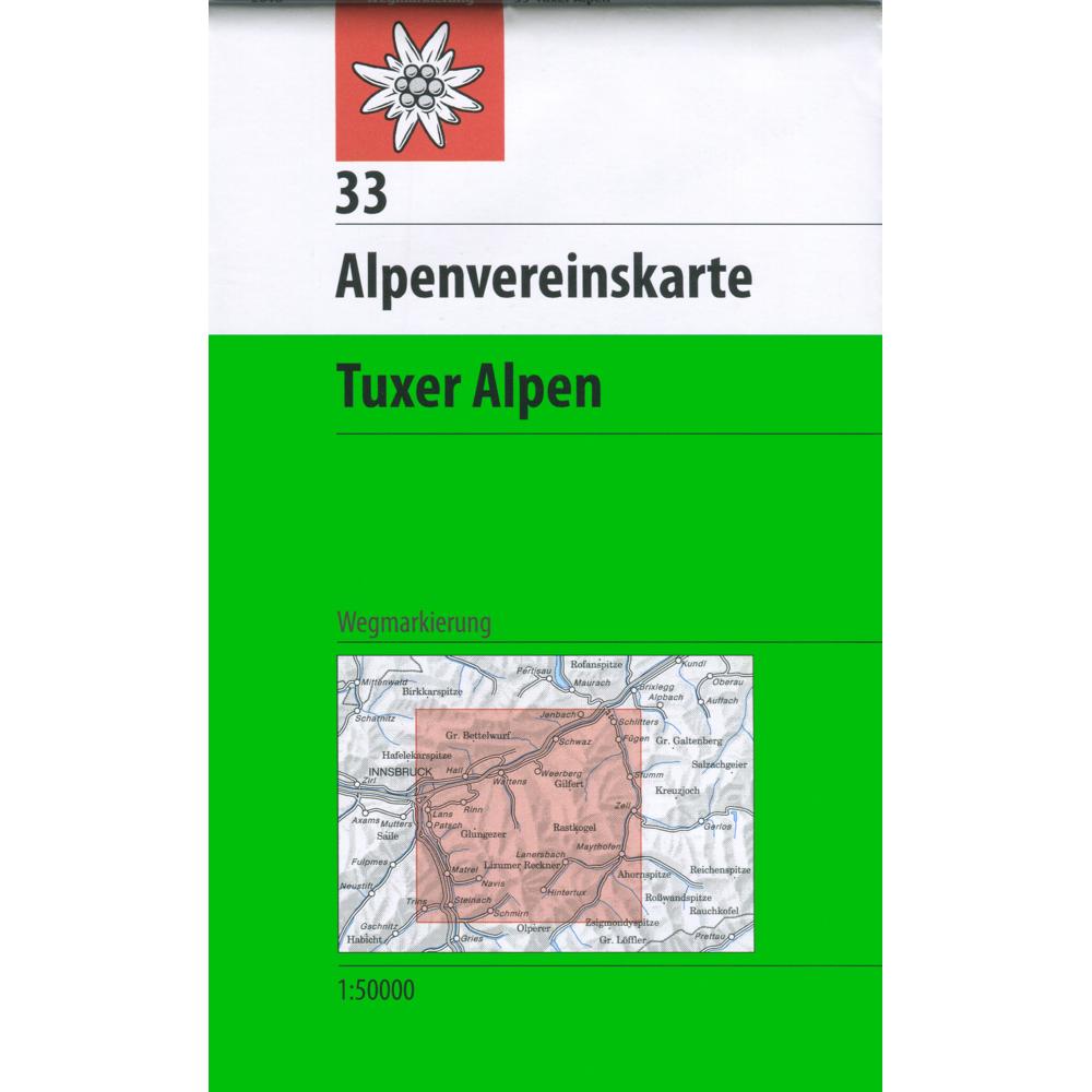 Alpenvereinsktn.33 Tuxer Alpen,Wegmark., Landkarte