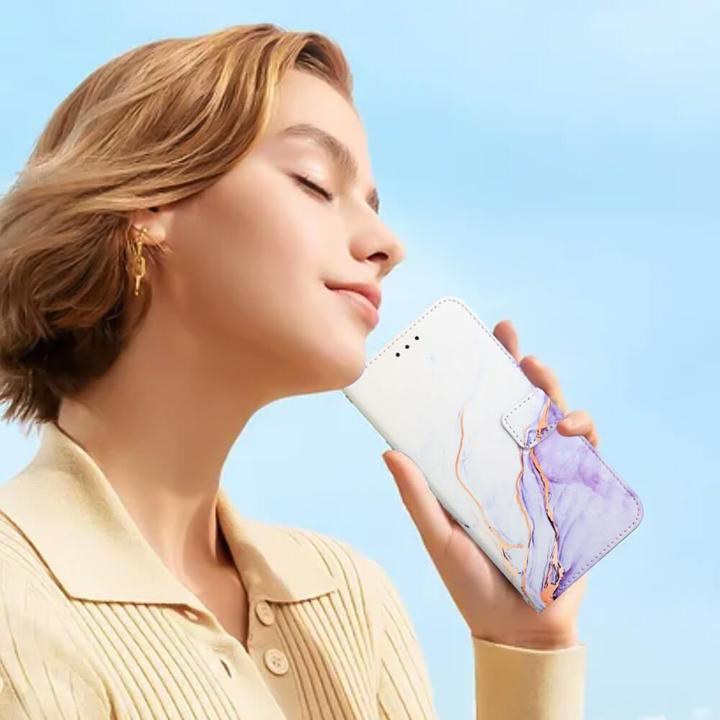 Produktbild Cover-Discount iPhone 15 Pro Max - Etui Hülle mit Umhängeband Marble purple (Apple iPhone 15 Pro Max)
