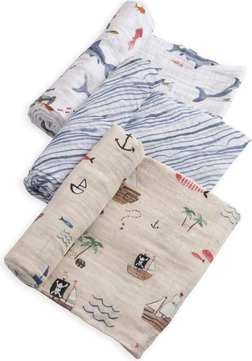Produktbild little unicorn Cotton Muslin Swaddle 3 Pack - Shark (120 cm, 120 cm)
