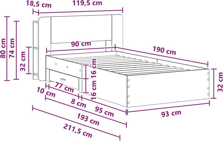 Image du produit vidaXL Bettrahmen (90 x 190 cm)