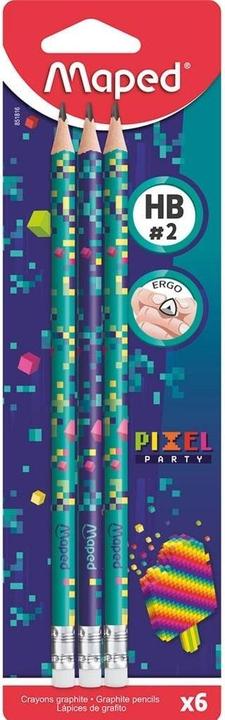 Magni Matita PIXEL PARTY HB testa di gomma 6s (HB, 6x)