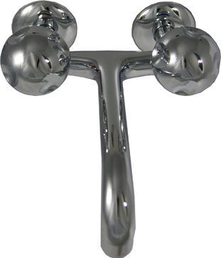 Image du produit Aquaperl Mitigeur mural à deux poignées / mitigeur lavabo Globo chromé, saillie 225mm, entraxe 120mm, chromé