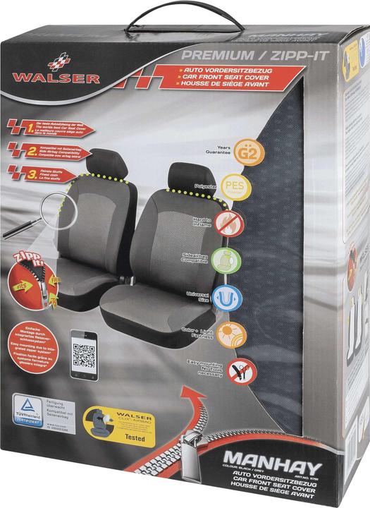 Image du produit Walser Housse de siège auto Manhay sièges avant Zipp-It Premium noir