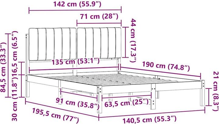 Produktbild vidaXL Bettrahmen (135 x 190 cm)
