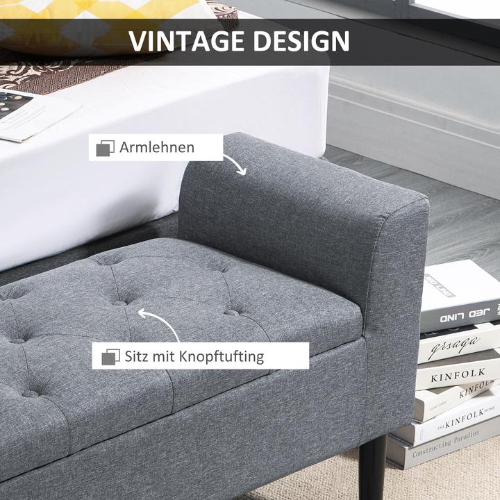 Actual product image Homcom Sitzbank Polyester, Gummiholz Hellgrau+Schwarz (44 cm)