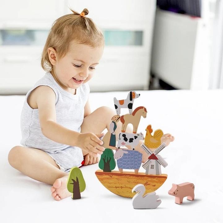 Immagine prodotto Activity Board Fattoria in legno per bambini, giocattolo per l'equilibrio degli animali, animali in legno fatti a