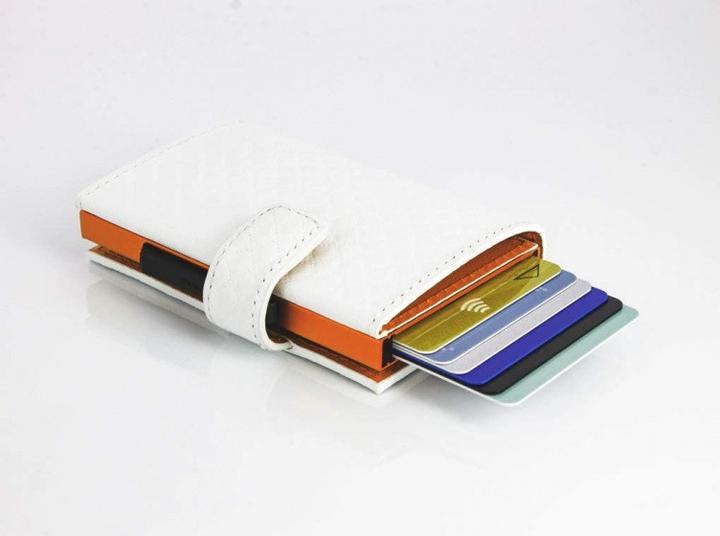 Produktbild Ögon Design Ã -Gon Kartenhalter Kaskade Snap 9,7 x 7 cm Aluminium/Leder weiss