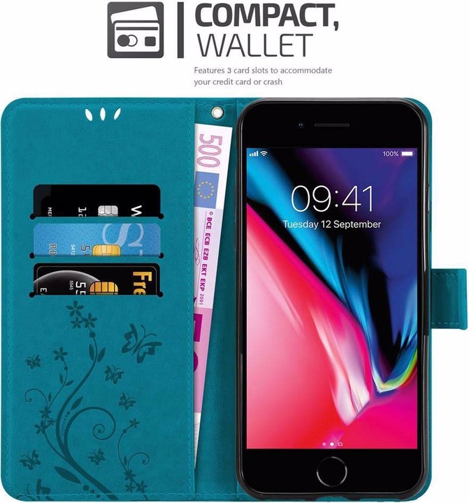 Produktbild Cadorabo Flower Book Cover (Apple iPhone SE (2nd Gen), Apple iPhone 7)