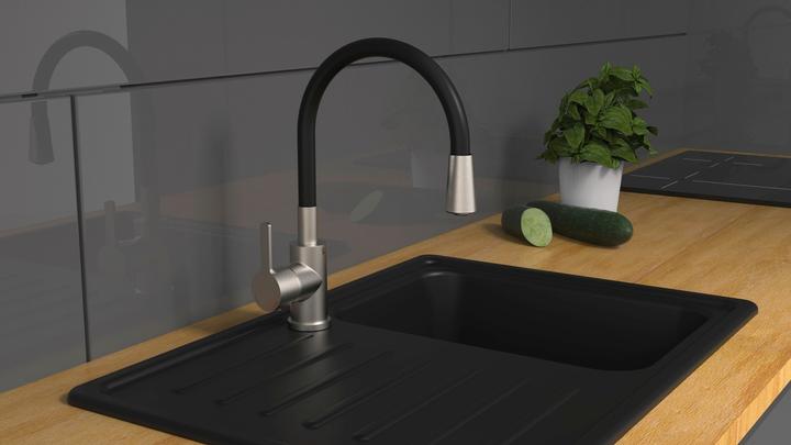 Produktbild Eisl Wasserhahn Küche FLEXO Spültischarmatur Edelstahloptik Schwarz Flexibel Schwenkbar NI186FLNIB