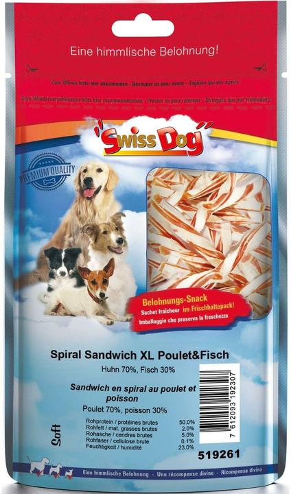 SwissDog Sandwich spiralé Poulet et poisson (Adulte, 1 pcs, 400 g)
