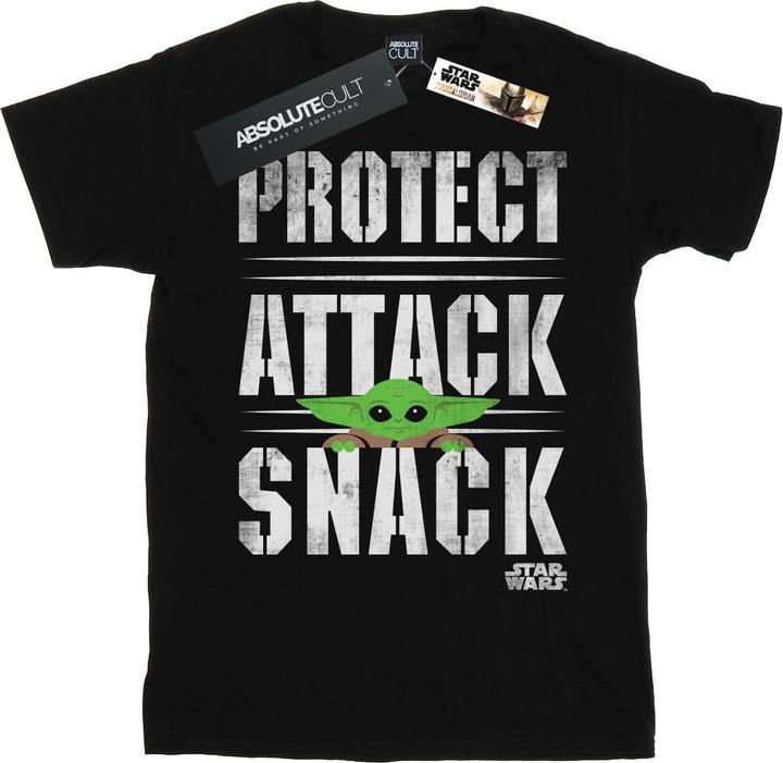 Star Wars The Mandalorian Protect Attack Snack Maglietta Uomo (XL)