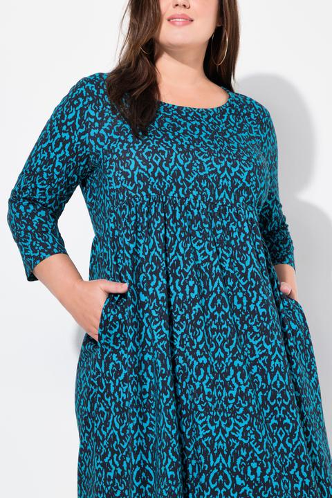 Produktbild Ulla Popken Jerseykleid, A-Linie, V-Ausschnitt, 3/4-Arm, Taschen (62)