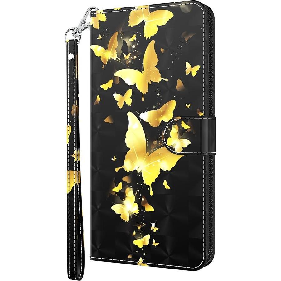 Cover-Discount iPhone 13 Pro Max - Etui Glitzer Effekt Schmetterling gold (Apple iPhone 13 Pro Max), Smartphone Hülle, G...