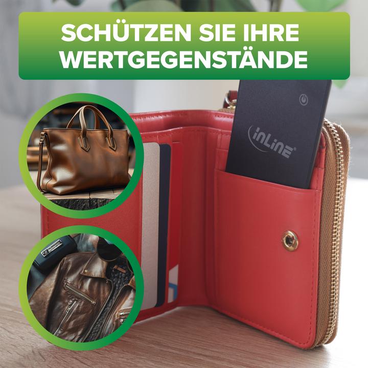 Produktbild InLine ® Wallet Finder, smarte Karte für die Geldbörse, Qi-Aufladung, 100mAh, IPX5 (Bluetooth)