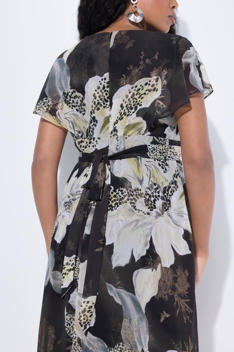 Produktbild Ulla Popken Maxikleid, Gürtel, V-Ausschnitt, Flügel-Halbarm (42, 44)