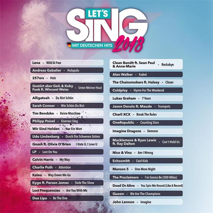 Actual product image Plaion Let's Sing 2018 incl. German Hits (PS4, DE)