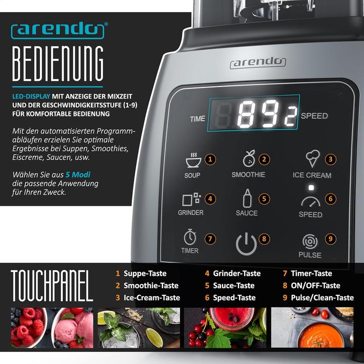 Produktbild Arendo Standmixer mit Touchpanel (2000 W)